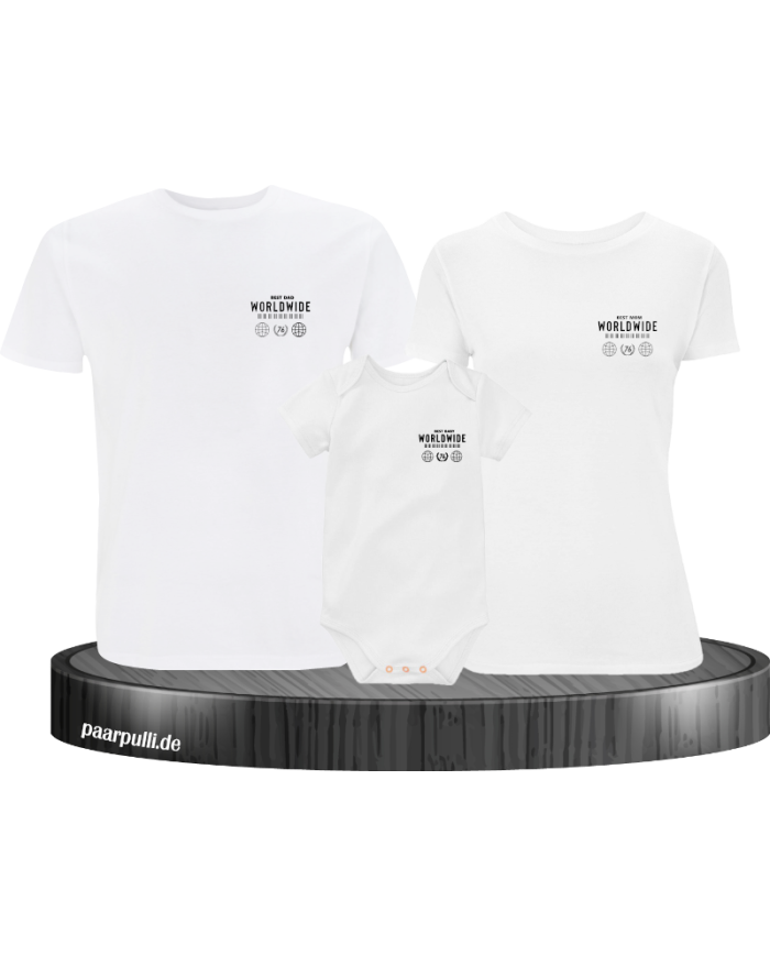 Worldwide Family 3er Familienset T-Shirts mit  Babybody