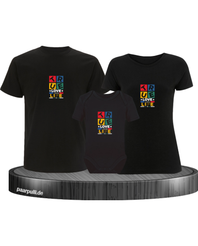 Forever Love Life 3er Familienset T-Shirts mit  Babybody Forever Love Life 3er Familienset T-Shirts mit  Babybody