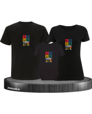 Forever Love Life  3er Familienset T-Shirts mit  Babybody
