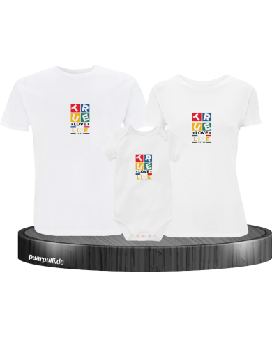 Forever Love Life 3er Familienset T-Shirts mit  Babybody Forever Love Life 3er Familienset T-Shirts mit  Babybody