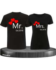 Mr. and Mrs. Partnerlook Shirts mit Wunschjahr