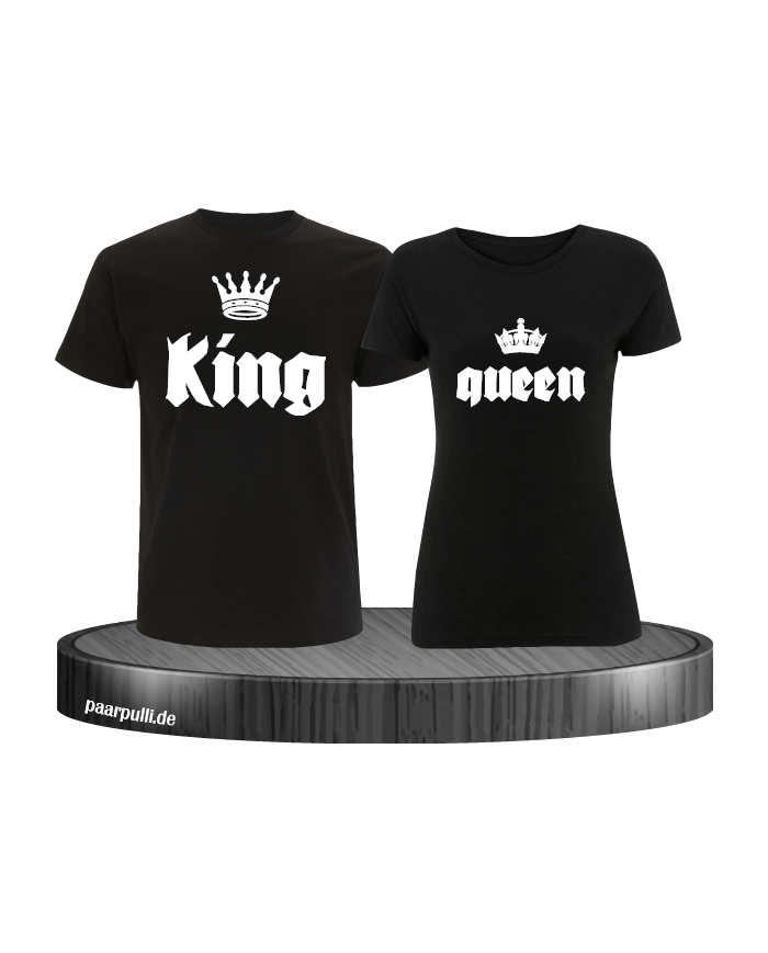 King und Queen mit Krone Partnerlook schwarz