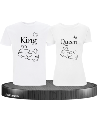 Partnerlook T-Shirts King und Queen mit Herz