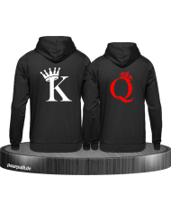 Partnerlook Hoodies in Weiß mit K und Q für King und Queen