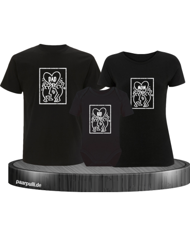 Keith Family 3er Familienset T-Shirts mit  Babybody Keith Family 3er Familienset T-Shirts mit  Babybody