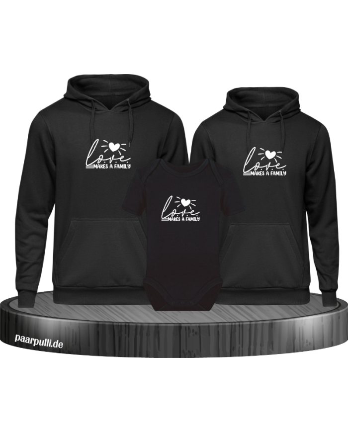 Love makes a Family 3er Hoodies mit Baby Body