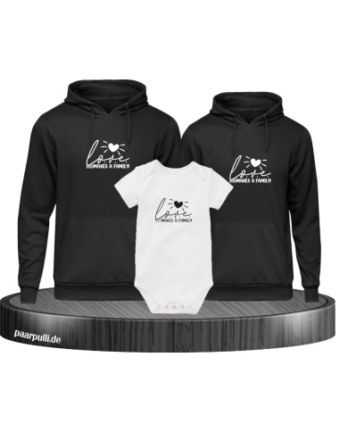 Love makes a Family 3er Hoodies mit Baby Body Love makes a Family 3er Hoodies mit Baby Body