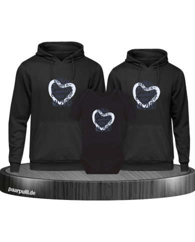 Where Family is there is Love 3er Hoodies mit Baby Body Where Family is there is Love 3er Hoodies mit Baby Body