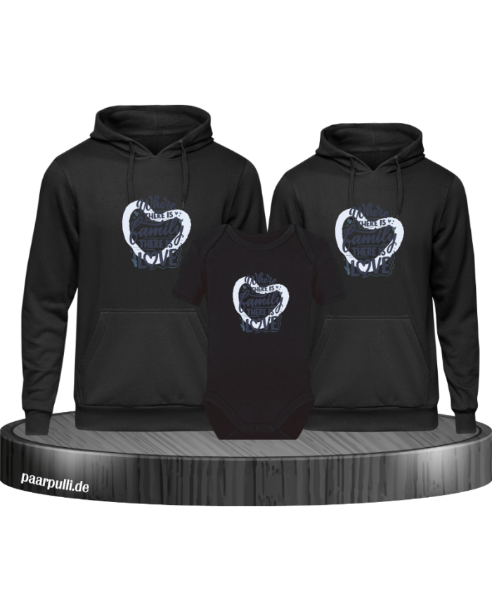Where Family is there is Love 3er Hoodies mit Baby Body