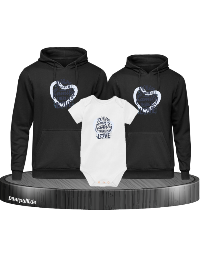 Where Family is there is Love 3er Hoodies mit Baby Body