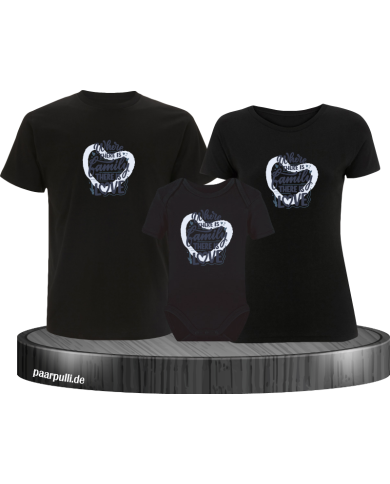 Where Family is there is Love 3er Familienset T-Shirts mit  Babybody Where Family is there is Love 3er Familienset T-Shirts mit  Babybody