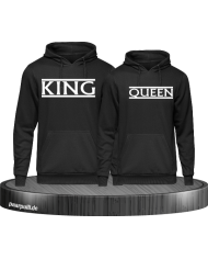 King und Queen mit jeweils oben und unten ein strich in schwarzen Hoodies