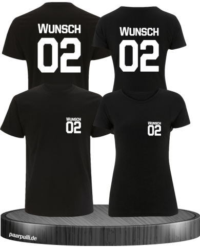 Wunschname und Wunschzahl auf T-Shirts bedruckt