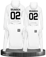 Pullover Set in weißmit Wunschnamen und Wunschzahlen