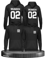 Hoodies beidseitig bedruckt mit Wunschname und Wunschzahl