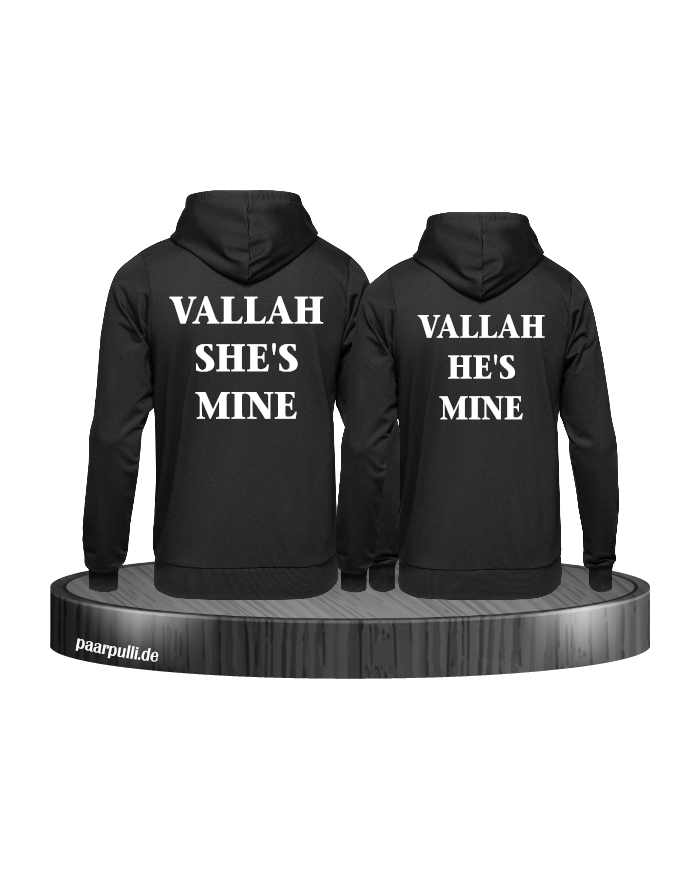 Vallah She's mine und He's mine Partnerlook schwarz