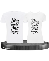 weißes Shirt Set für Pärchen mit you make me happy