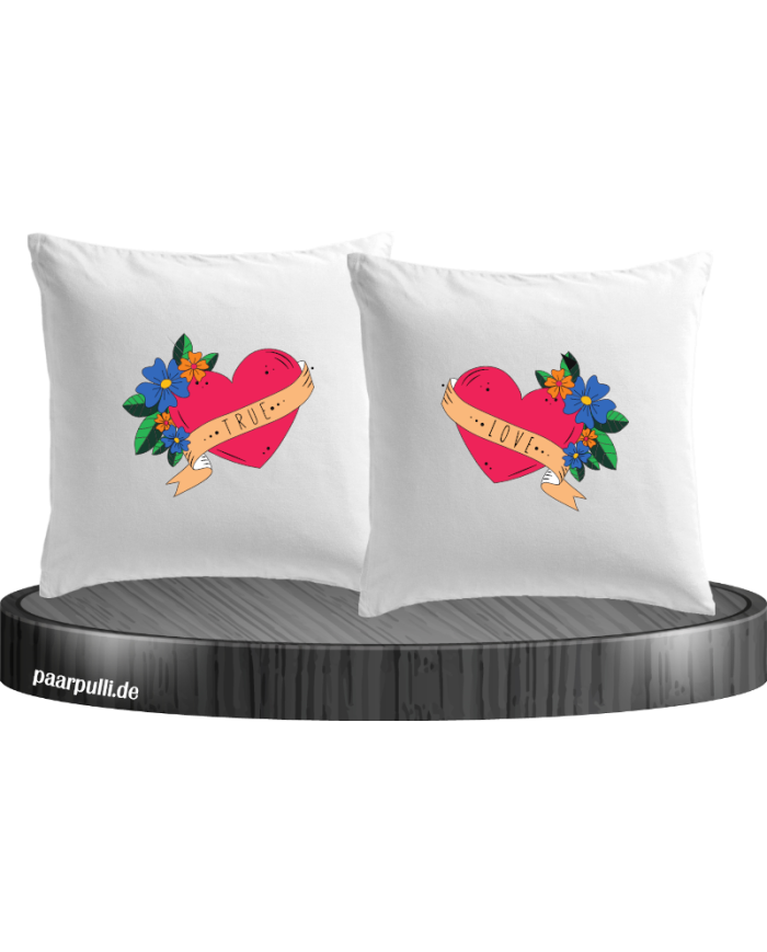 True Love mit Herz Kissenbezüge