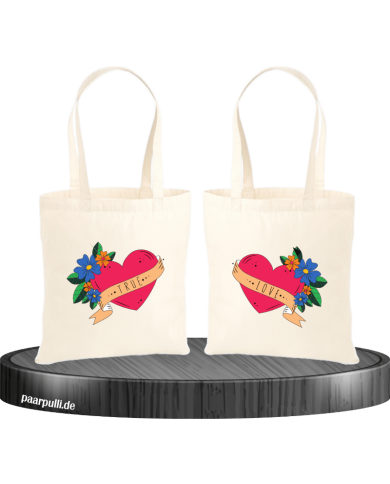 True Love mit Herz Jutebeutel