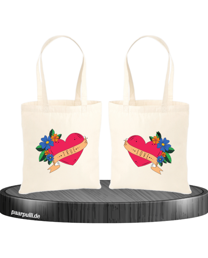 True Love mit Herz Jutebeutel