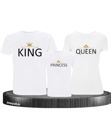 Familie Shirts - King Queen und Princess mit Krone