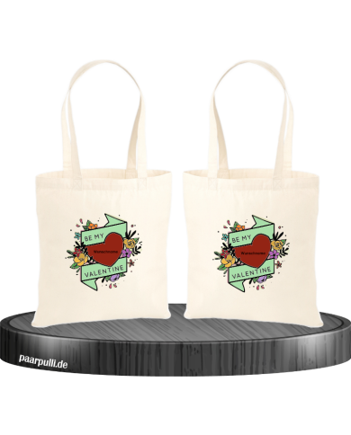 Be my Valentine mit Wunschname Jutebeutel