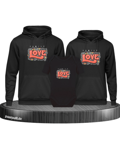 Familien Liebe 3er Hoodies mit Baby Body Familien Liebe 3er Hoodies mit Baby Body