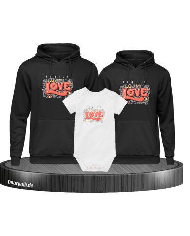 Familien Liebe 3er Hoodies mit Baby Body Familien Liebe 3er Hoodies mit Baby Body