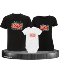 Familien Liebe  3er Familienset T-Shirts mit  Babybody