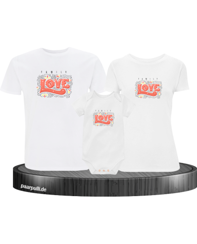 Familien Liebe 3er Familienset T-Shirts mit  Babybody Familien Liebe 3er Familienset T-Shirts mit  Babybody