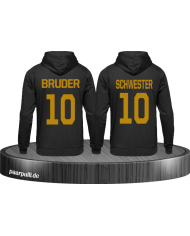 Geschwister Pullovers in Schwarz mit goldener Folie