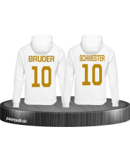 Geschwister Pullovers in Weiß mit Goldener Folie