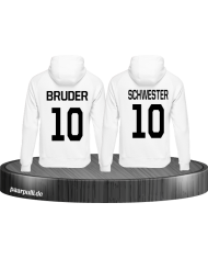 Geschwister Pullovers in weiß mit schwarzer Folie