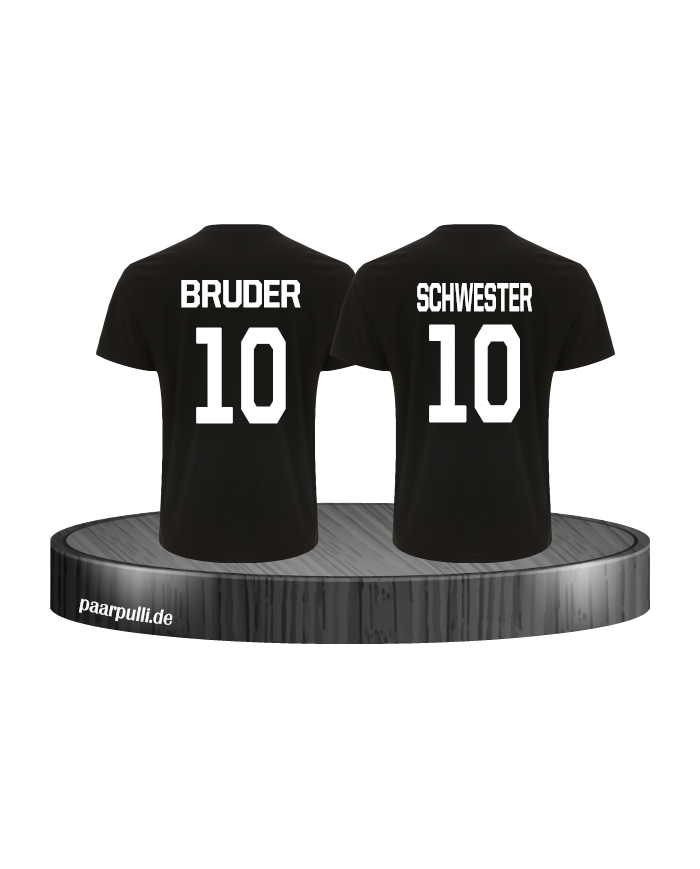 Bruder Und Schwester Geschwister T Shirt Set Mit Wunschzahl 