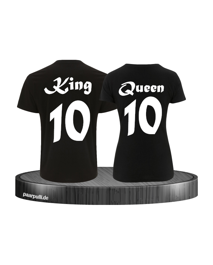 T Shirt set king queen in schwarz mit wunschzahl