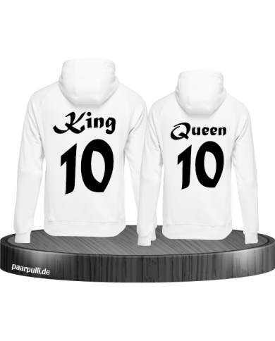 King Queen mit kursivschrift und wunschzahl in weiß