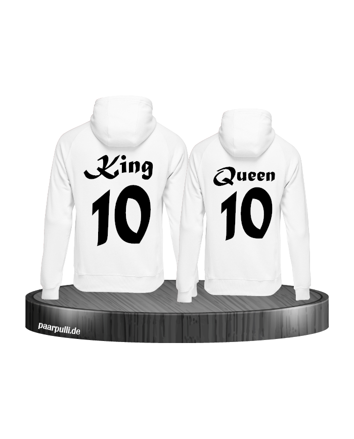 King Queen mit kursivschrift und wunschzahl in weiß