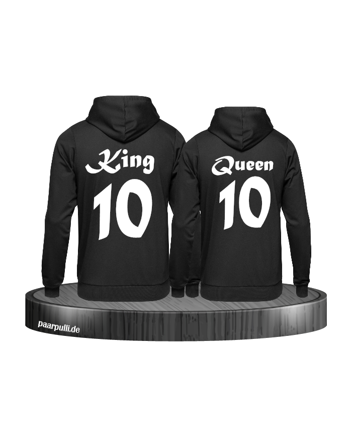 King Queen mit kursivschrift und wunschzahl in schwarz