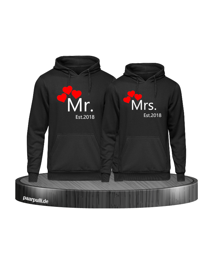 Mr und Mrs mit Wunschjahr in schwarz