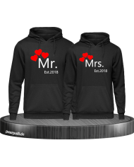 Mr and Mrs Hoodie-Set mit Wunschjahr