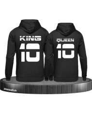 King Queen Hoodies bedruckt mit Wunschzahl in schwarz