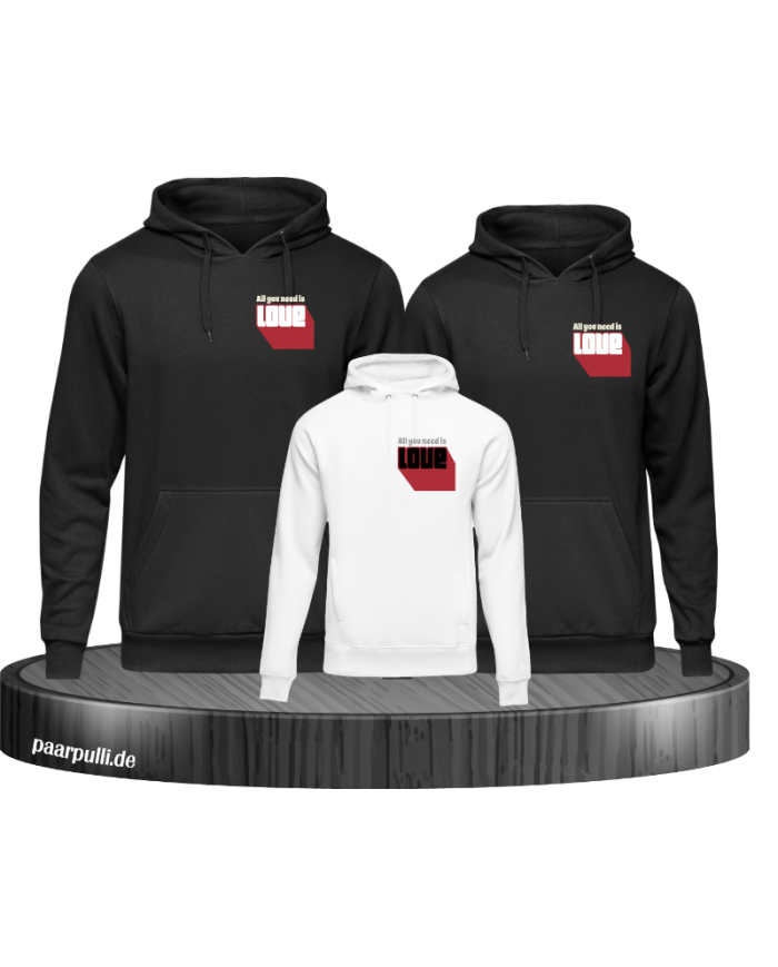 Alles was du brauchst ist Liebe 3er Hoodies