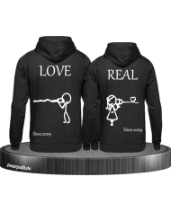Partner Couple Hoodie Set bedruckt mit Real Love