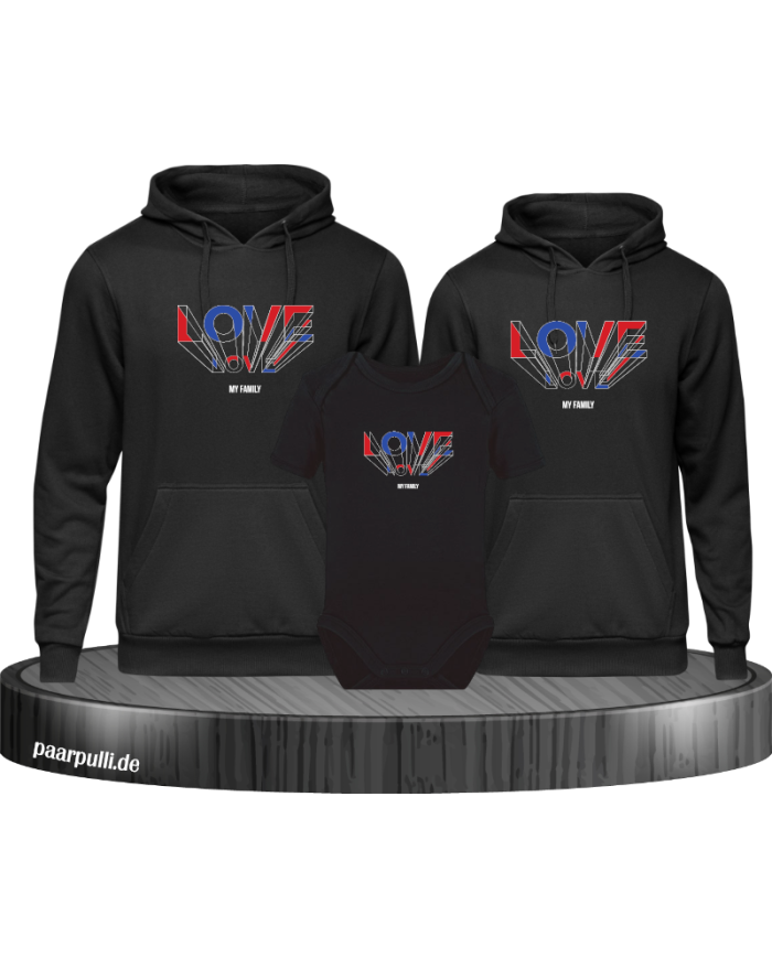 Love my Family 3er Hoodies mit Baby Body