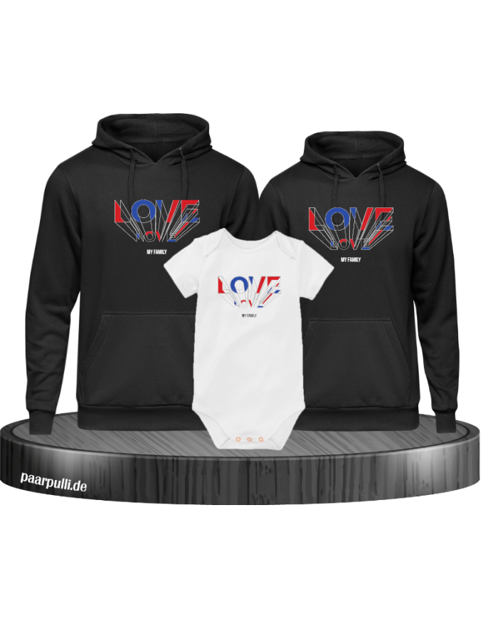 Love my Family 3er Hoodies mit Baby Body