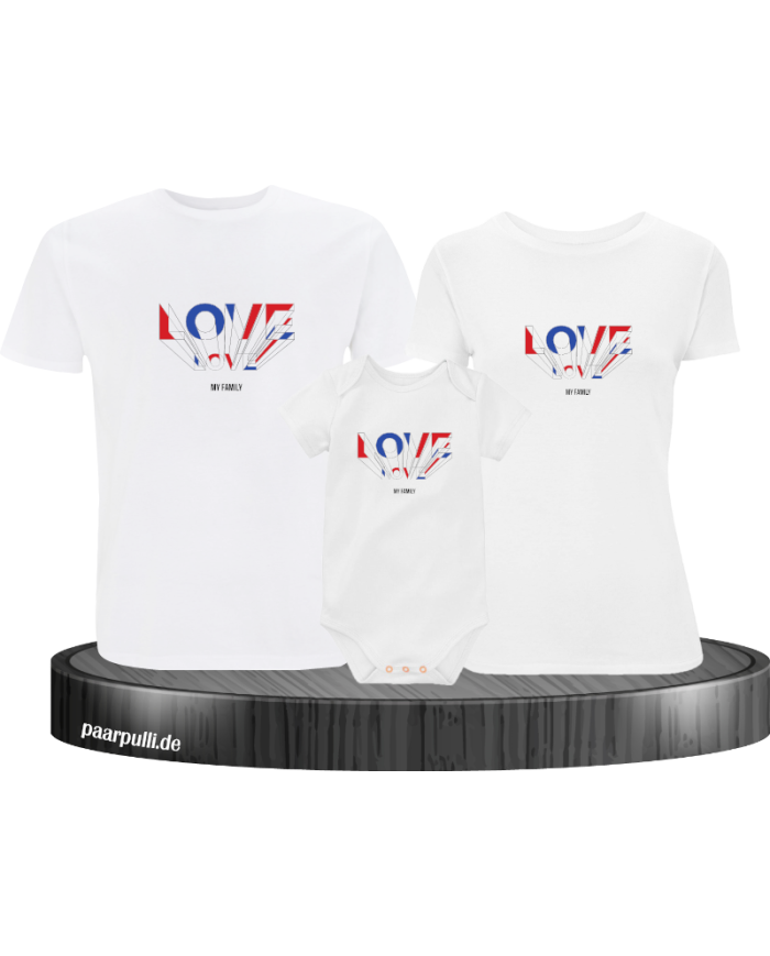 Love my Family 3er Familienset T-Shirts mit  Babybody