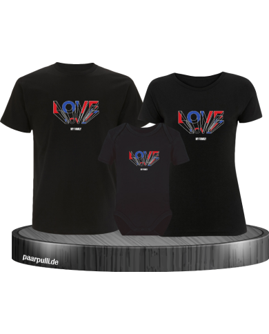 Love my Family 3er Familienset T-Shirts mit  Babybody