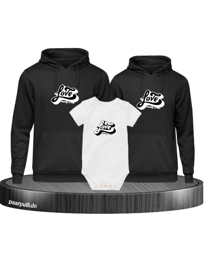 Family Crew Love 3er Hoodies mit Baby Body