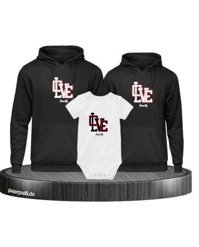 Love Family 3er Hoodies mit Baby Body Love Family 3er Hoodies mit Baby Body