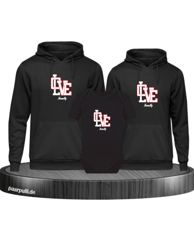 Love Family 3er Hoodies mit Baby Body Love Family 3er Hoodies mit Baby Body